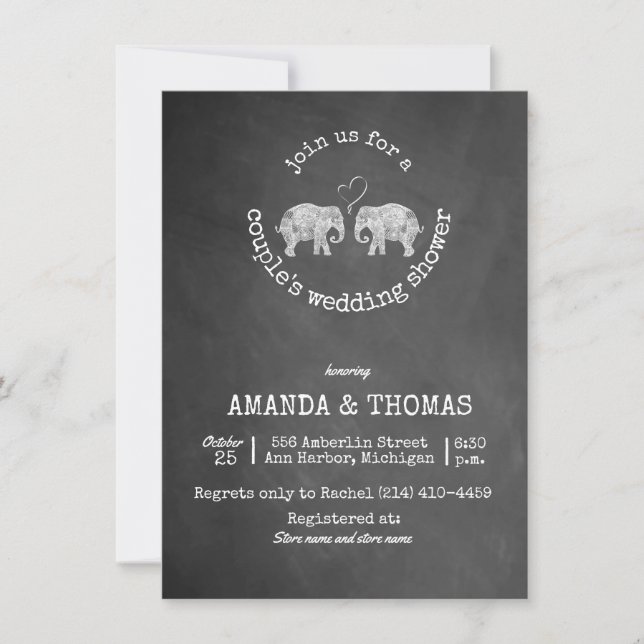 Tonne Liebe Chalkboard Couple Polterabend Einladung (Vorderseite)