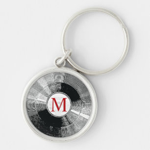 Tonne Vinyl Record Vintag Monogramm Schlüsselanhänger