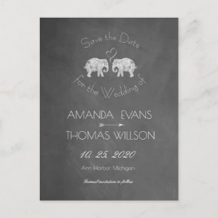 TONNEN LIEBE Elephant Chalkboard Save the Date Ankündigungspostkarte