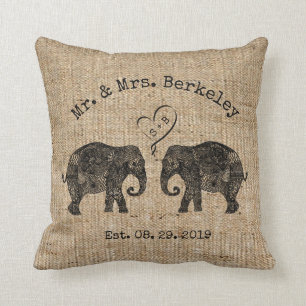 TONNEN LIEBE   Elephant Couple Custom Wedding Gift Kissen