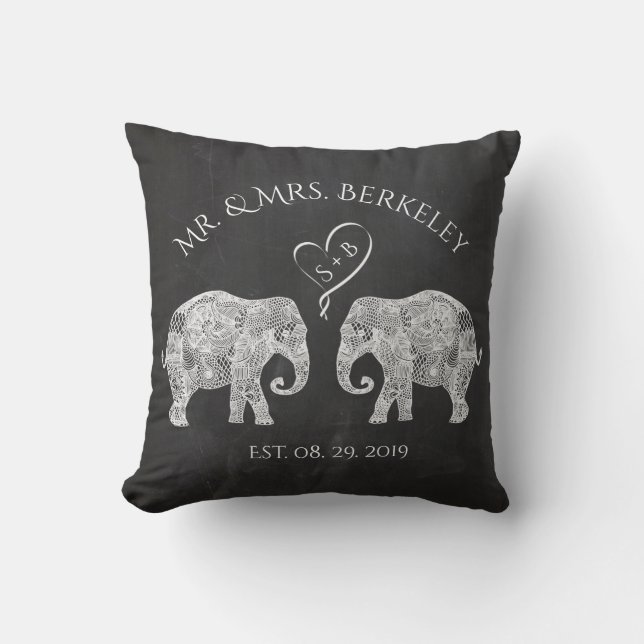 TONNEN LIEBE | Elephant Couple Custom Wedding Gift Kissen (Vorderseite)