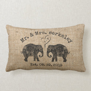 TONNEN LIEBE   Elephant Couple Custom Wedding Gift Lendenkissen