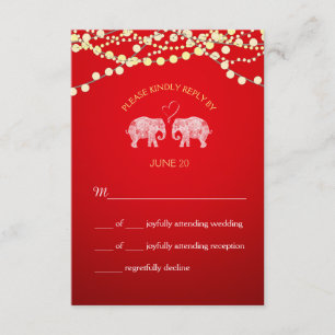 TONNEN LIEBE/Elephant String Lights Wedding RSVP Karte