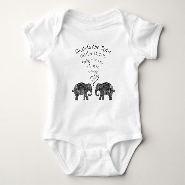 Tonnen Liebe Neue Baby-Geburtshypothek Elephant Baby Strampler (Vorderseite)