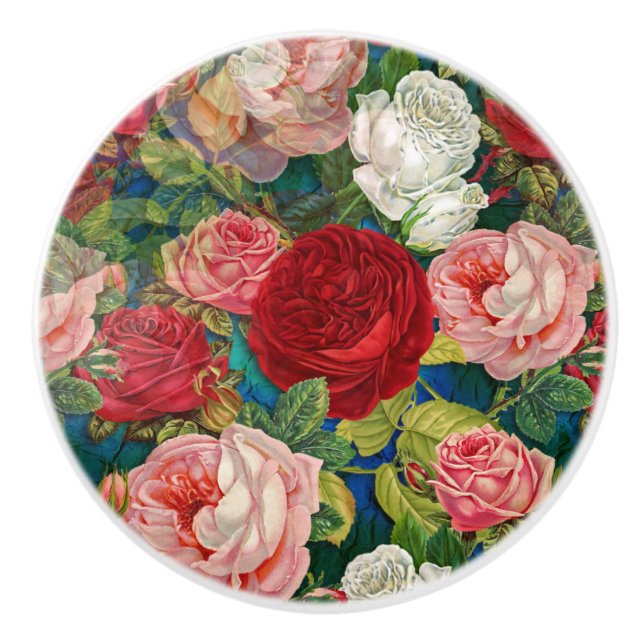 Tonnen Rose Garten Keramikknauf (Vorderseite)