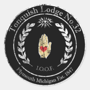 Tonquierte IOOF-Aufkleber - schwarz Runder Aufkleber