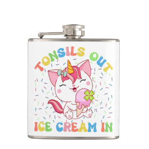 Tonsille draußen, Eiscreme rein Unicorn Cat Flachmann