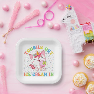 Tonsille draußen, Eiscreme rein Unicorn Cat Pappteller