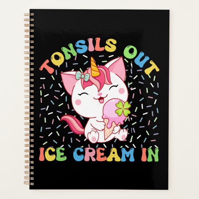 Tonsille draußen, Eiscreme rein | Unicorn Cat Planer (Vorderseite)