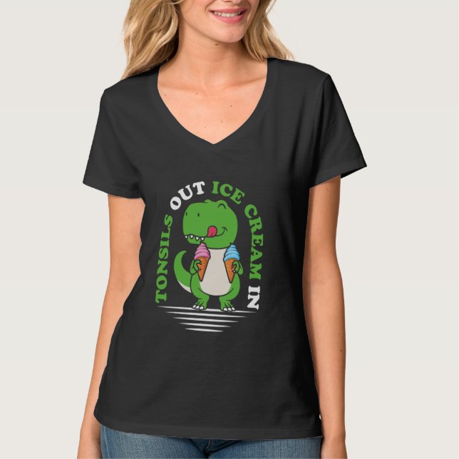 Tonsillektomie T Rex Dinosaurier Dino Tonsil Remov T-Shirt (Vorderseite)