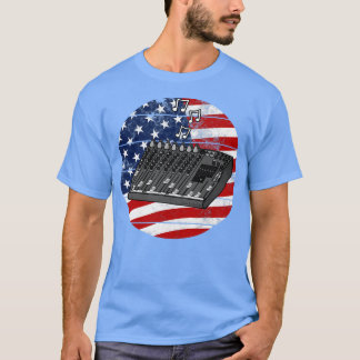 Tontechniker USA-Flagge Musiker 4. Juli T-Shirt