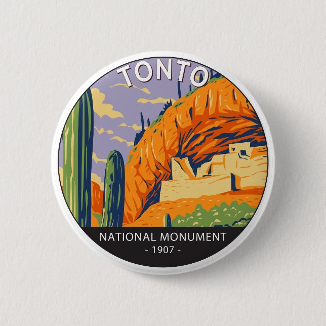 Tonto Nationales Monument Arizona Vintag Button (Vorderseite)