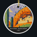 Tonto Nationales Monument Arizona Vintag Keramik Ornament<br><div class="desc">Tonto National Monument Vektorgrafik Design. Der Park ist ein Nationaldenkmal in den Superstition Mountains,  in Gila Landkreis des zentralen Arizona.</div>