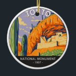 Tonto Nationales Monument Arizona Vintag Keramik Ornament<br><div class="desc">Tonto National Monument Vektorgrafik Design. Der Park ist ein Nationaldenkmal in den Superstition Mountains,  in Gila Landkreis des zentralen Arizona.</div>
