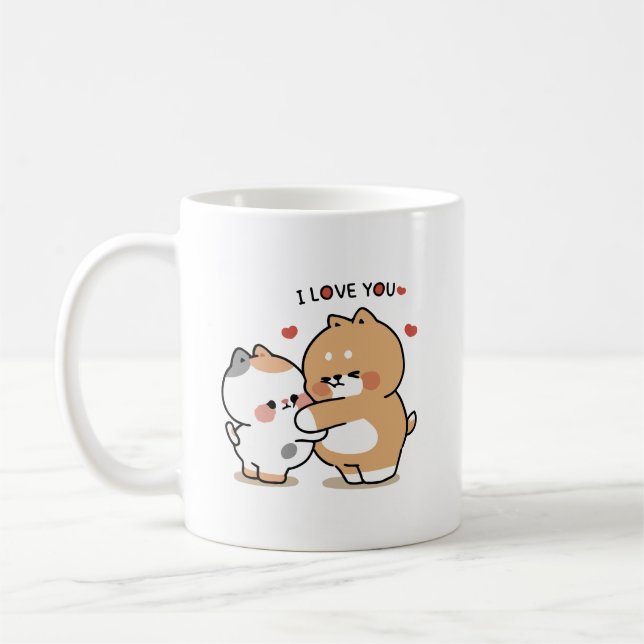 Tonton Friends, Yuta und Bella Hugs Liebe Kaffeetasse (Links)