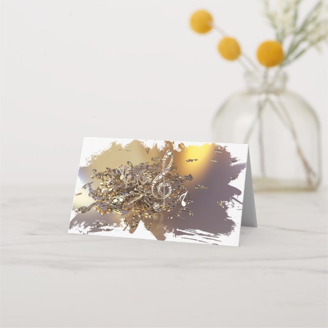 Tontreppenkleckse und Noten Platzkarte (Rückseite)