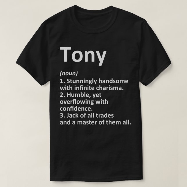 TONY Definition Personalisiert Name Funny Birthday T-Shirt (Design vorne)