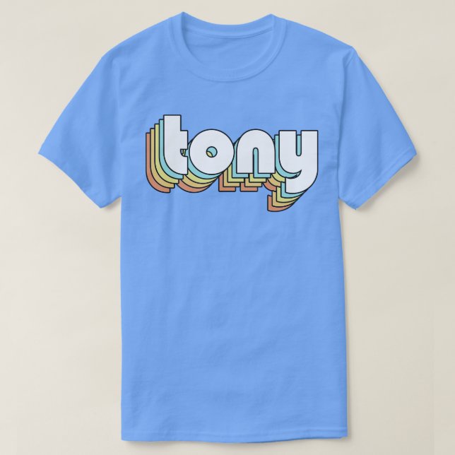 Tony Retro Rainbow Typografie Faded Style T-Shirt (Design vorne)