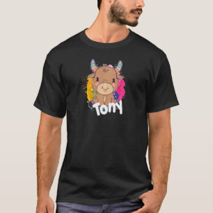 TONY Schöner Mädchenname mit hübscher kleiner Kuh T-Shirt