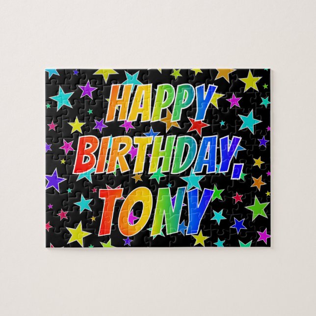 "TONY" Vorname, Spaß "GLÜCKLICHER GEBURTSTAG" Puzzle (Horizontal)