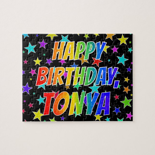 "TONYA" Vorname, Spaß "GLÜCKLICHER GEBURTSTAG" Puzzle (Horizontal)