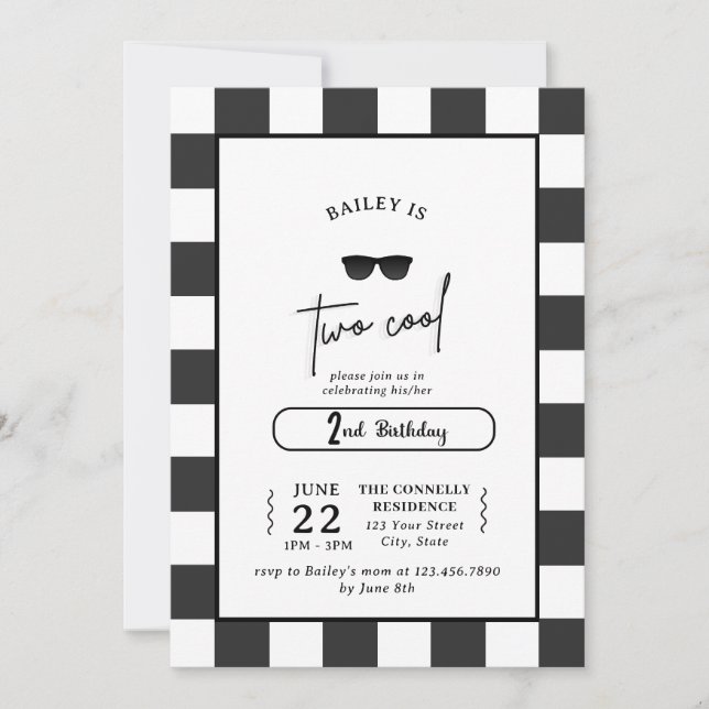 Too Cool 2nd Birthday Invitation Einladung (Vorderseite)