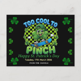 Too Cool to Pinch Skateboard Shamrock St. Patricks Postkarte