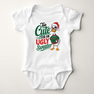 Too Cute for an Ugly Sweater Holiday Duck  Baby Strampler