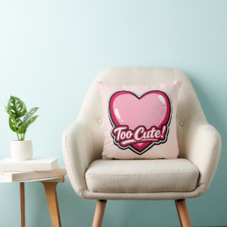 💗✨ “Too Cute!” Heart Pillow 🛋️🎀 Kissen