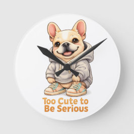 Too Cute to Be Serious – Funny French Bulldog  Runde Wanduhr