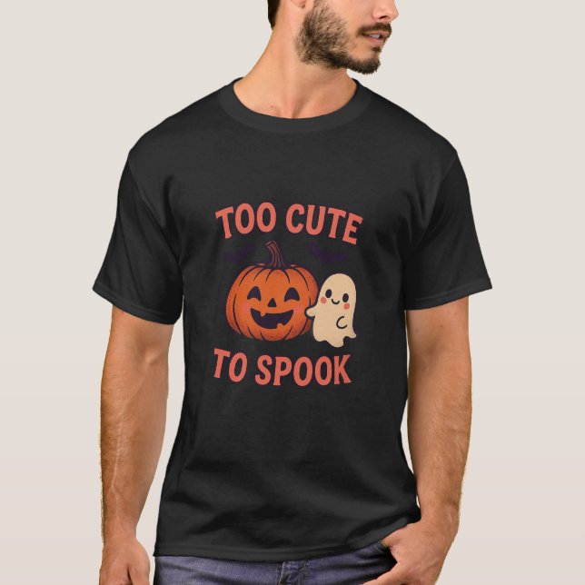 Too Cute To Spook – Adorable Halloween Ghost & Pum T-Shirt (Vorderseite)