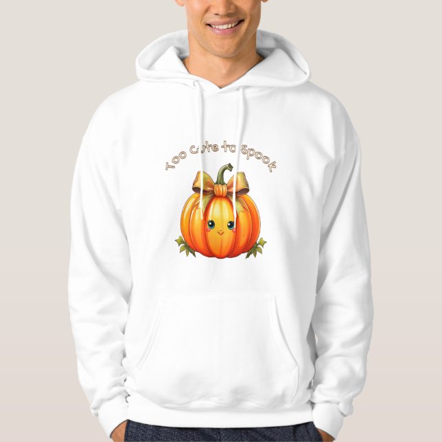 Too Cute to Spook – Fun Pumpkin Hoodie (Vorderseite)