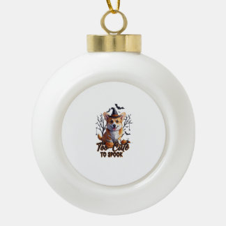 Too Cute To Spook Funny Halloween Dog Corgi T shir Keramik Kugel-Ornament