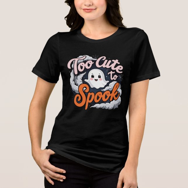 Too Cute to Spook Ghost Design Tri-Blend Shirt (Vorderseite)