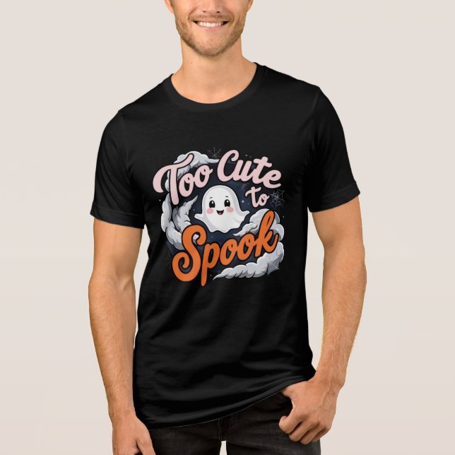 Too Cute to Spook Ghost Design Tri-Blend Shirt (Vorderseite)