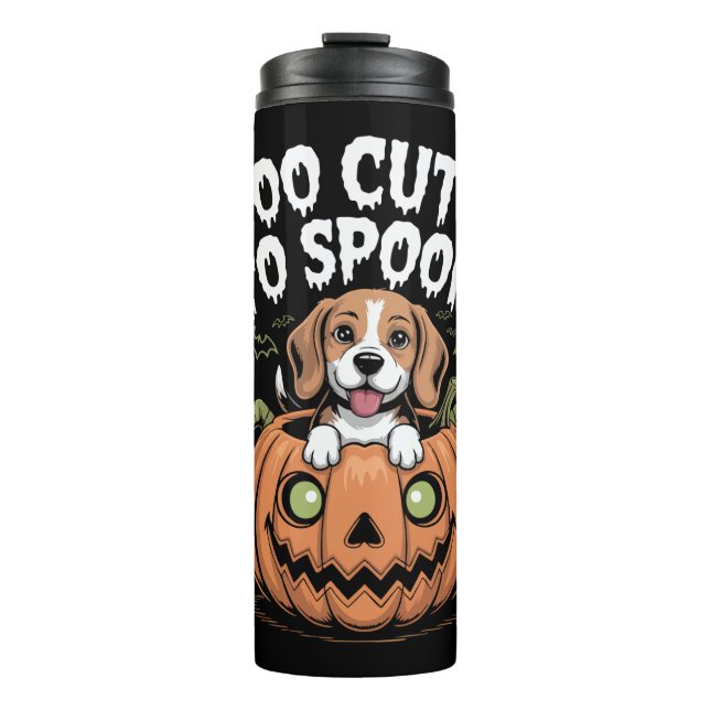 Too Cute to Spook Halloween Dog Thermosbecher (Vorderseite)