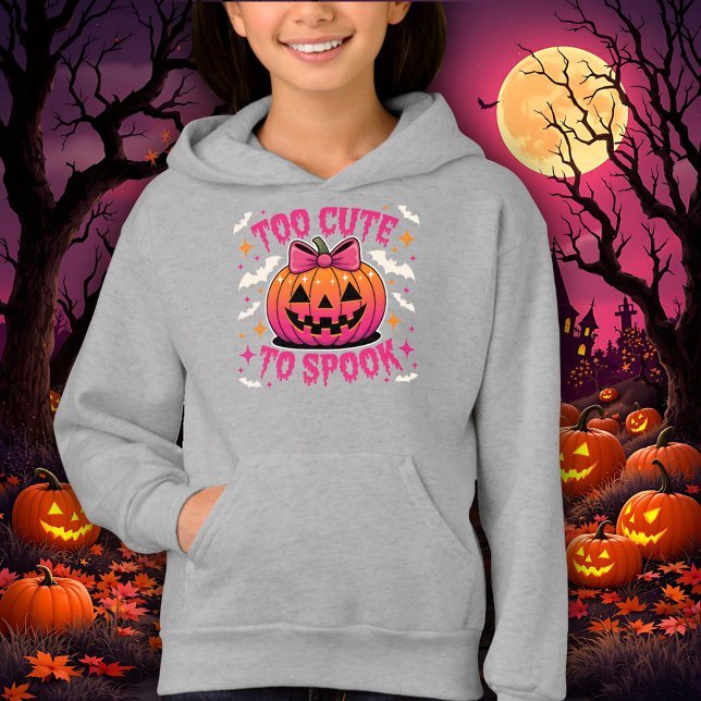 Too Cute to Spook Pink Coquette Halloween Pumpkin Hoodie (Von Creator hochgeladen)