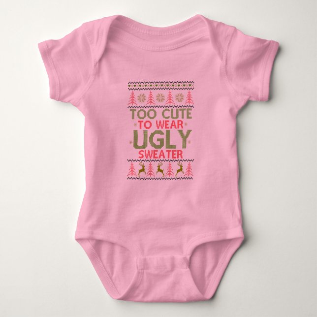 Too Cute To Wear Ugly Sweater Baby Girl Baby Strampler (Vorderseite)