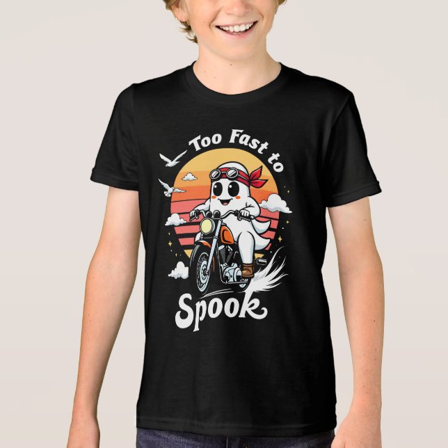 Too fast to spook - Geist auf Motorrad Tri-Blend Shirt (Vorderseite)