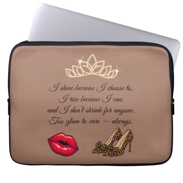 Too Glam To Care – Chic Quote  Laptopschutzhülle (Vorderseite)