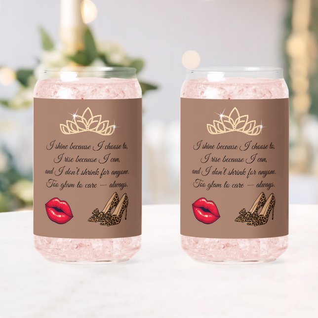 Too Glam To Care – Chic Quote Trinkset Dosenglas (Insitu (Hochzeit))