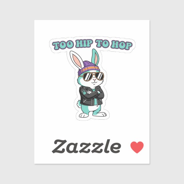 Too Hip To Hop Funny Cool Bunny With Sunglasses  Aufkleber (Blatt)