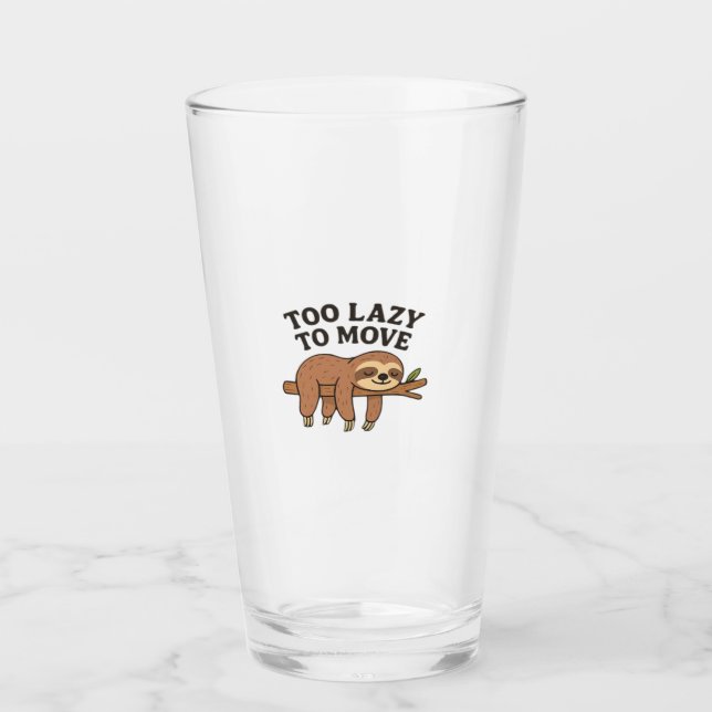 Too Lazy To Move � Cute Retro Cartoon Sloth Design Glas (Vorderseite)