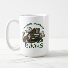 Too Many Books Green Floral Academia Mug Kaffeetasse