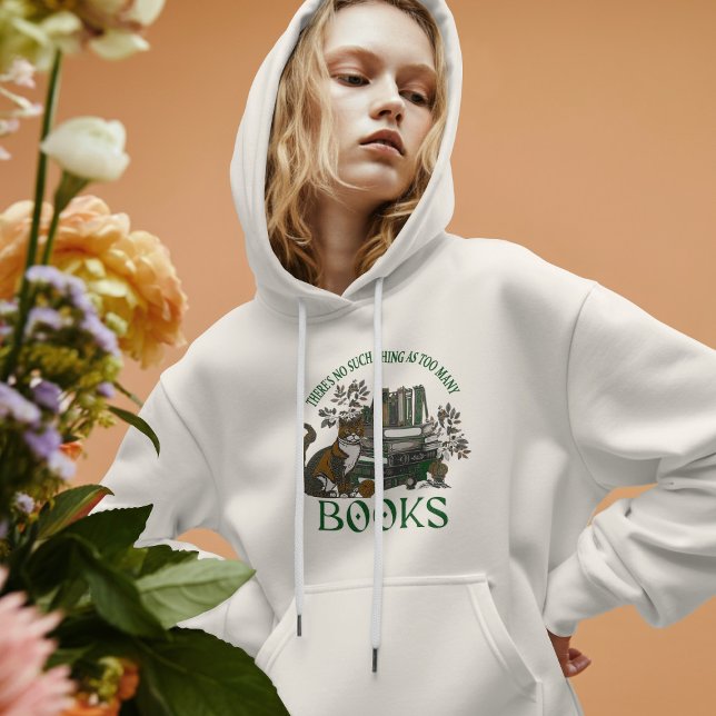 Too Many Books Green Floral Dark Academia Hoodie (Von Creator hochgeladen)