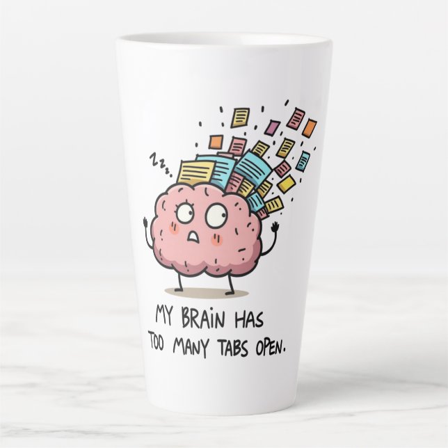 Too Many Tabs Open – Funny Brain  Milchtasse (Vorderseite)