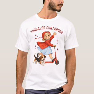 Toodaloo Cuntaroos Retro Roller Mädchen mit Welpe T-Shirt