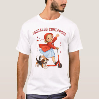 Toodaloo Cuntaroos Retro Roller Mädchen mit Welpe T-Shirt