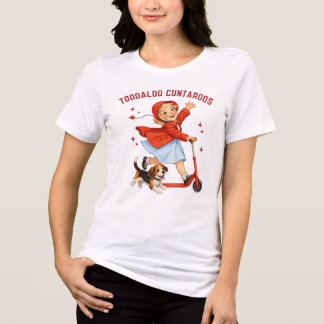 Toodaloo Cuntaroos Retro Scooter Girl With Puppy Tri-Blend Shirt