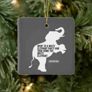 Took Zuhause White Elephant Funny Keramikornament